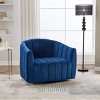 40.35" Oversized Velvet 360° Swivel Barrel Chair and Half with 3 Pillows,Channel Tufted Pumpkin Club Armchair for Living Room-Baofuwish - 3 of 4
