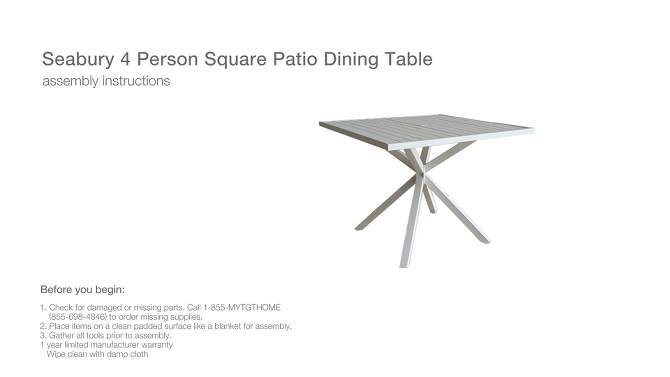 Seabury Steel 4 Person Square Patio Dining Table, Outdoor Furniture - White - Threshold&#8482;, 2 of 7, play video