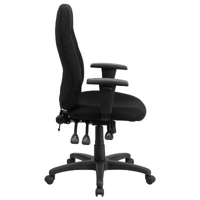 High Back Black Fabric Ergonomic Swivel Task Chair with Adjustable Arms