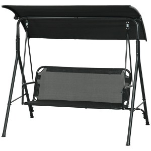 Resenkos 3-Person Swing Set, Outdoor Patio Swing With Tilt Canopy, Steel Frame Bench Seat, Wine Red - 1 of 4