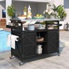NAYSAYE Bar Serving Cart Outdoor Kitchen Island with Solid Wood Frame and Stainless Steel Top for Patio , Black, 50.25"*18.5"*36.25" - 2 of 4