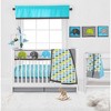 Bacati - Elephants Long Crib Rail Guard Cover Aqua/Lime/Gray - 4 of 4