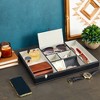 Juvale Leather Valet Catchall Tray for Men with 6 Compartments - Bedside Nightstand Organizer for Phones (Black) - image 3 of 4