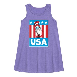 - Dr. Seuss - Cat in the Hat USA Graphic Sleeveless Aline Dress - 1 of 3