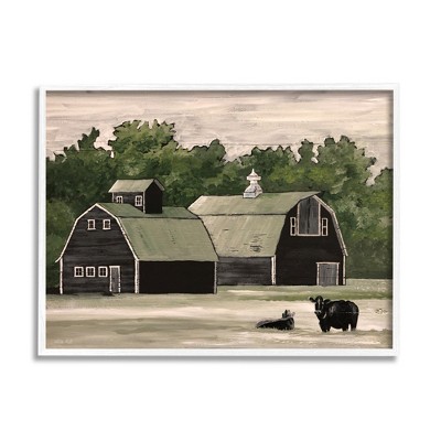 Stupell Industries Stable Barn Country Rural Cattle Framed Giclee Art