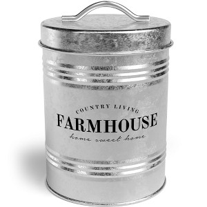Amici Home Farmhouse Galvanized Canister - 76 oz Gray Metal Canister with Handled Lid, Ideal for Storing Dry Foods and Kitchen Essentials - 1 of 4