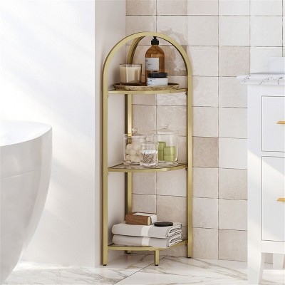 3-Tier Corner Shelf Stand,gold