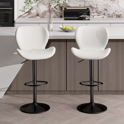 Kumasinova Adjustable Swivel Bar Stools Set of 2,PU Leather Counter Height Chair with Footrest,Upholstered Barstools for Kitchen Island,Home Bar