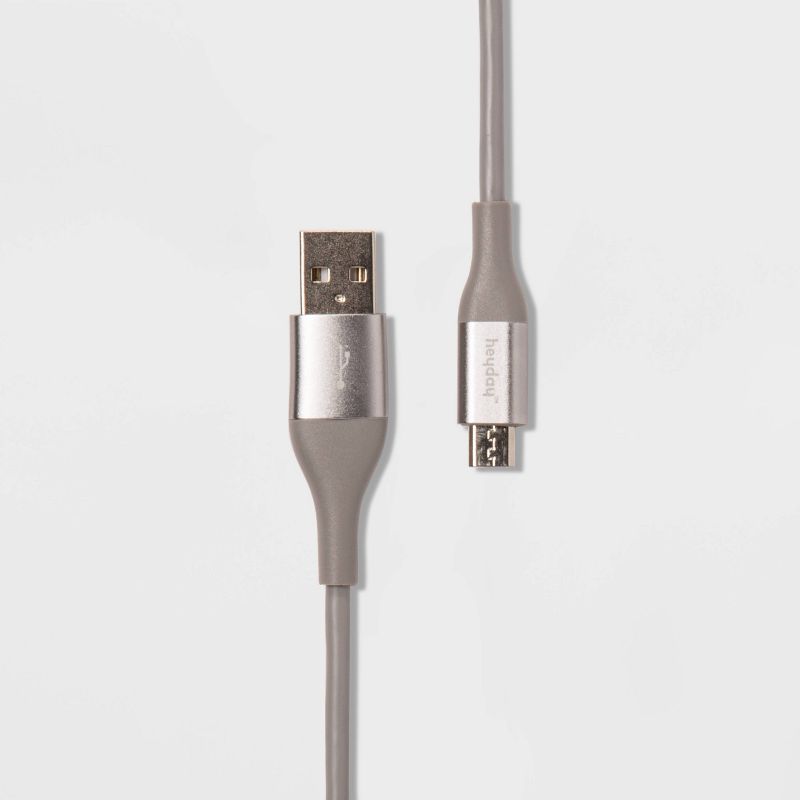 10&#39; Micro-USB to USB-A Round Cable - heyday&#8482; Cool Gray/Silver, 1 of 5