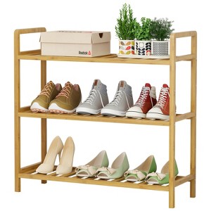 SUGIFT 3 Tier Bamboo Shoe Rack Adjustable Shelves - 1 of 4