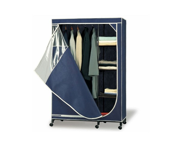 Neu Home Deluxe Wardrobe with Shelf & Casters Navy