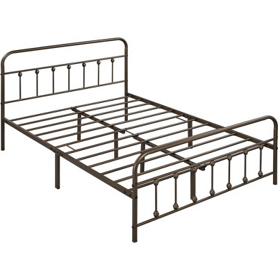 Yaheetech Iron Platform Bed Frame with High Headboard and Footboard