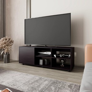 51.2" Particle Board 4-Shelf TV Stand with Door and Open Storage for Living Room and Bedroom - 1 of 4