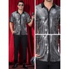 Lars Amadeus Men's Metallic Short Sleeves Summer Disco Party Sparkly Sequins Shirt - 4 of 4