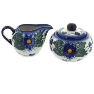 Blue Rose Polish Pottery 9B-16B WR Unikat Cream & Sugar Set - 1 of 1