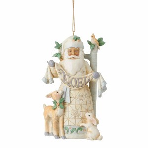 Jim Shore 4.75 In Woodland Santa Noel Ornament Rabbit Deer Ribbon Tree Ornaments - 1 of 3