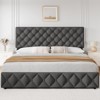 Faux Leather Upholstered Bed Frame with 4 Storage Drawers, Adjustable Diamond Tufted Headboard, No Box Spring Needed - 4 of 4