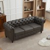 HYLEORY 84" Leather Chesterfield Sofas for Living Room, Rolled Arm 3-Seater Large Couch Deep Button Nailhead Tufted Couches for Office Apartment - 3 of 4