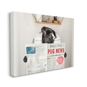 Stupell Industries Bathroom Pug Daily Toilet Briefing Dog Humor - 1 of 4