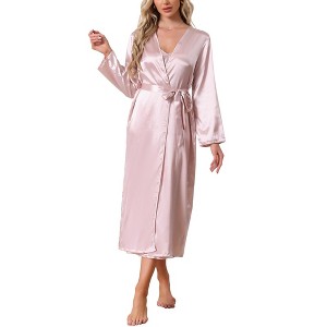 INSPIRE CHIC Women's 2 Pcs Satin Silky V-neck Camisole Comfortable Bridesmaid Robes - 1 of 4