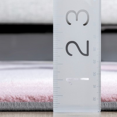 Blush Pink and Gray Geometric Synthetic Area Rug 5' x 7'