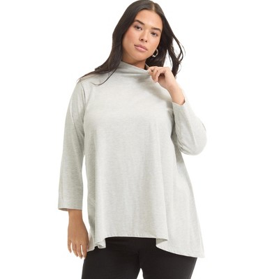 June + Vie by Roaman's Women's Plus Size One+Only Mock-Neck Tunic
