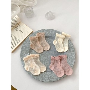 MyKids-USA Summer Super Thin Breathable Socks For Girls: Baby Girls’ Solid Color Socks - 1 of 4
