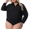 Agnes Orinda Women's Plus Size Button Down Long Sleeve Business Casual Collared One Piece Adult Bodysuits - 2 of 4