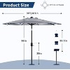 9ft Patio Umbrella, Table Umbrella Outdoor Patio with Crank Lift & Push Button Tilt, 8 Sturdy Ribs for Yard, Deck, Pool - 4 of 4