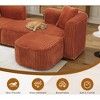 Luxury Modern Curved 4-Seater Modular Corduroy Sectional Sofa, Minimalist Cloud Couch with Movable Ottoman for Living Room Apartment - 2 of 4
