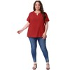 Agnes Orinda Women's Plus Size Pin Dots Notched V-Neck Dressy Trendy Fashion Casual Summer Blouses - 3 of 4