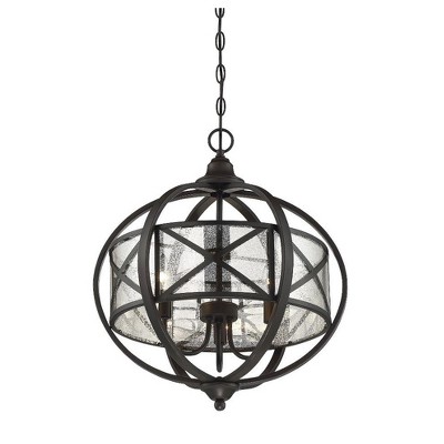 Holland 3-Light English Bronze Pendant with Mercury Glass Drum Shade