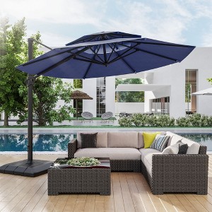 Sonkuki 11Ft Double Top Aluminum Cantilever Patio Umbrella with Base for Patio Deck Garden - 1 of 4