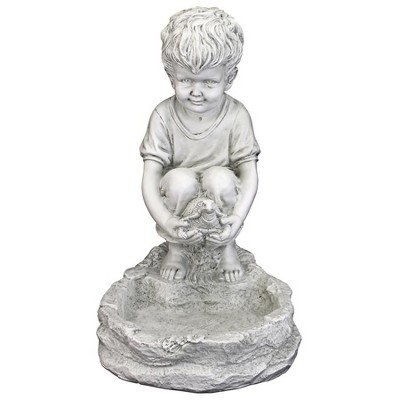 Design Toscano Tommy At The Turtle Pond Little Boy Statue - Gray