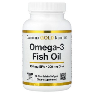California Gold Nutrition Omega-3 Fish Oil, Vivomega Triglyceride, 1,000 mg, 90 Fish Gelatin Softgels - 1 of 4