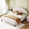 Acekool Queen Size Velvet Platform Bed with Floral Headboard, Upholstered Frame, Wood Slats Support, No Box Spring Needed, Pink - 3 of 4