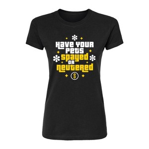 Women's - Price is Right - PETS SPAYED NEUTERED Fitted Graphic T-Shirt - 1 of 2