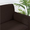 Home Mart Goods Chocolate Brown 3-Piece Set 4-Way Stretch Ruffled Skirt Slipcover Sofa Loveseat & Armchair Cover Protector - 3 of 3