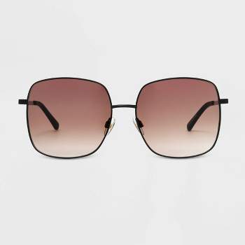 Women's Satin Plastic/Metal Square Sunglasses with Gradient Lenses - Universal Thread™ Black