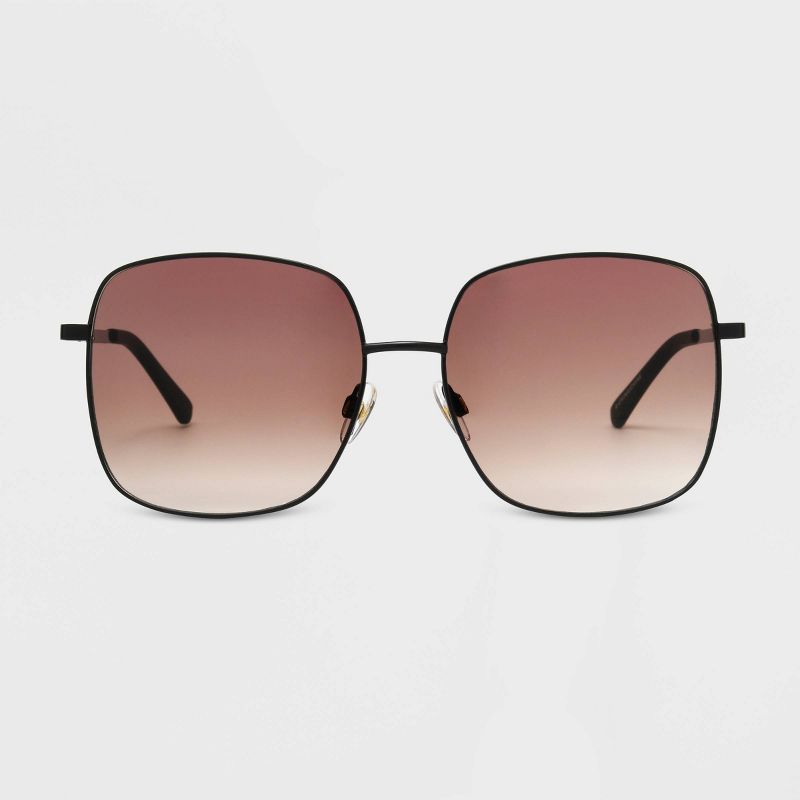 Women&#39;s Satin Plastic/Metal Square Sunglasses with Gradient Lenses - Universal Thread&#8482; Black, 1 of 5