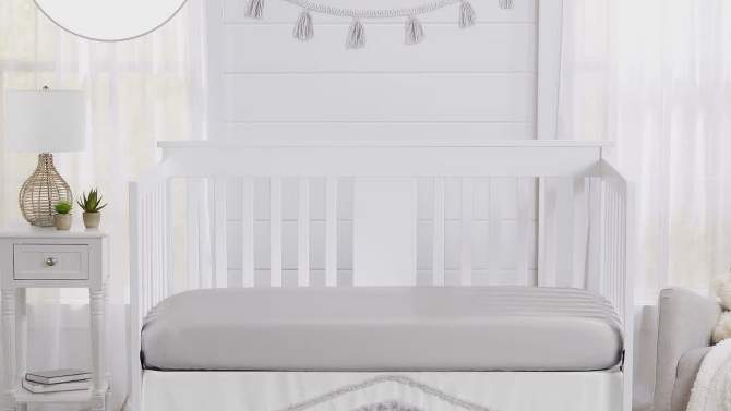 Sweet Jojo Designs Boy Girl Gender Neutral Unisex Baby Crib Bedding Set - Boho Fringe White and Grey Collection 4pc, 2 of 8, play video