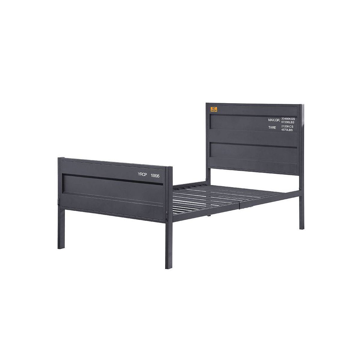 Cargo 79" Full Bed Gunmetal - Acme Furniture: Contemporary Metal Youth Bedroom Furniture, No Box Spring Needed