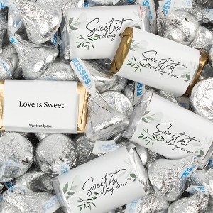 128 Pcs Wedding Candy Favors Hershey's Miniatures & Kisses by Just Candy (1.58 lbs) - Sweetest Day - 1 of 4