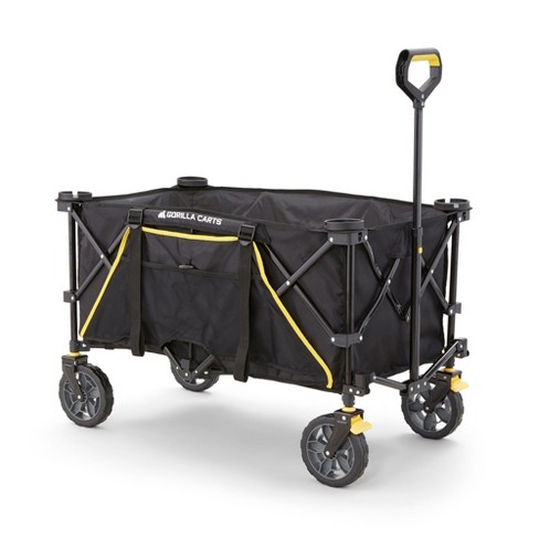 Gorilla Carts 7 Cubic Feet Foldable Utility Beach Wagon W/ Oversized Bed,  Black : Target