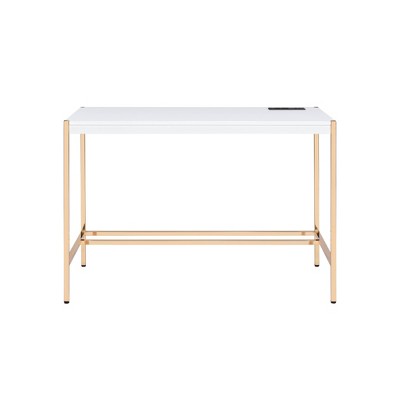 HomeRoots 42" White and Gold Writing Desk