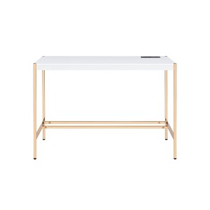 HomeRoots 42" White and Gold Writing Desk - 1 of 4