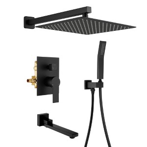 CLIHOME Single Handle 1-Spray Wall Mounted Tub and Shower Faucet 1.8 GPM with 12 in. Shower Head (Valve Included) - 1 of 4