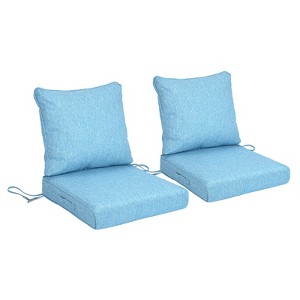 Aoodor Outdoor Deep Seat Cushion Set, Waterproof Patio Furniture Cushions with Adjustable Straps & Removable Cover, Set of 2 - 1 of 4