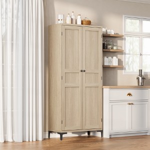 Tall Kitchen Pantry Cabinet, 5 Tier Food Storage Cabinet with 2 Doors and Adjustable Shelves for Kitchen, Dining Room, Bathroom - 1 of 4