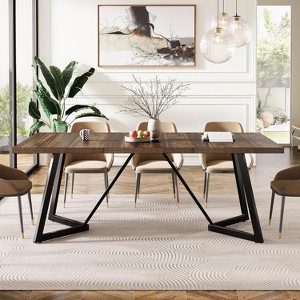 Tribesigns 70.87-Inch Large Dining Table for 4-6, Modern Rectangular Dining Room Table with Metal Frame - 1 of 4